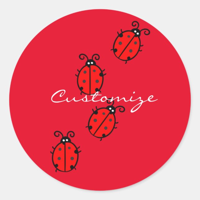 Sticker Rond Red Ladybugs Crawling Thunder_Cove (Devant)