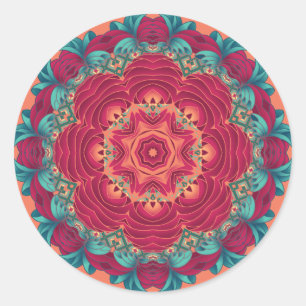 Sticker Rond Red Lotus Mandala