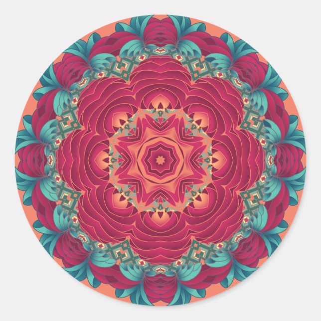 Sticker Rond Red Lotus Mandala (Devant)