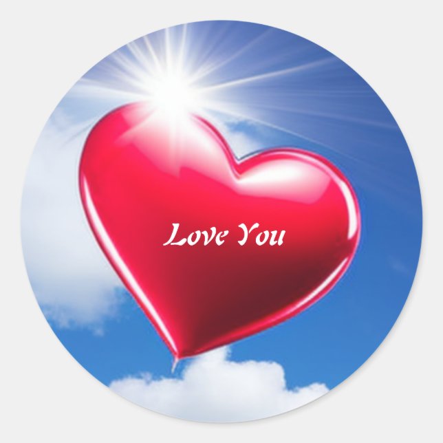 Sticker rond Red Love Heart Classic (Devant)
