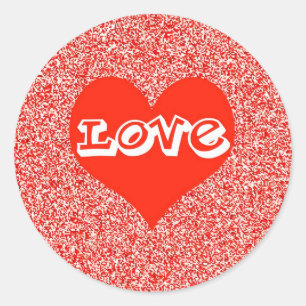 Sticker Rond Red Love Heart Valentine