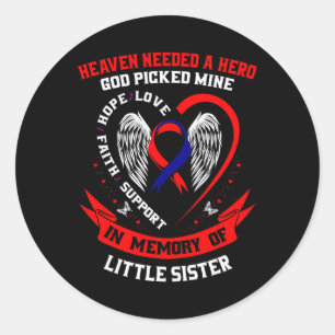 Sticker Rond Red Memorial Cadeaux Petite Soeur Maladie cardiaqu