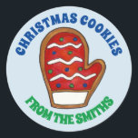 Sticker Rond Red Mitten Christmas Cookie Personnalisé Cuisiné P<br><div class="desc">Le design présente une illustration originale d'un biscuit de Noël classique à mitaines. Personnalisez simplement vos informations. Ne vois-tu pas ce que tu cherches ? Vous avez besoin d'aide pour la personnalisation ? Cliquez sur "Contacter ce designer" pour avoir quelque chose créé juste pour vous !</div>