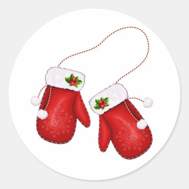 Sticker Rond Red Mittens (Devant)