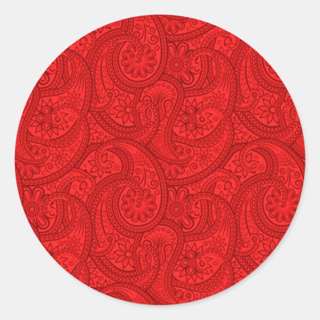 Sticker Rond Red Paisley (Devant)