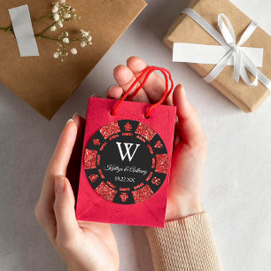 Sticker Rond Red Parties scintillant Poker Chip Casino Fête de 