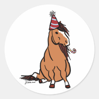 Sticker Rond Red Party Pony