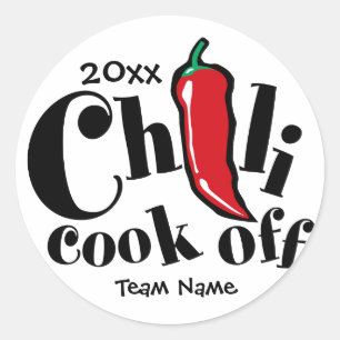 Sticker Rond Red Pepper Chili Cook Off Concours
