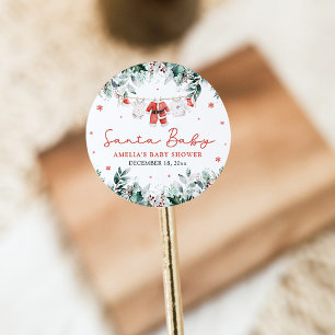 Sticker Rond Red Père Noël Baby Christmas Baby Clothes Baby sho