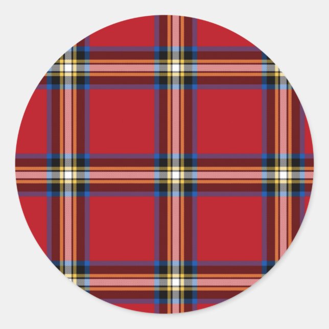 Sticker Rond Red Plaid, Royal Stewart Tartan (Devant)