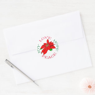 Sticker Rond Red Poinsettia Hope
