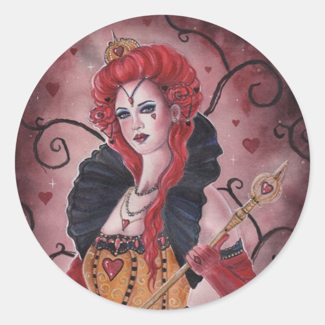 Sticker Rond Red queen imaginaire art par Renee Lavoie (Devant)