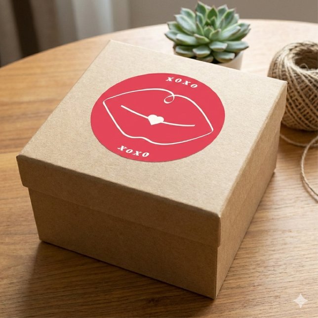 Sticker Rond Red Retro XOXO Lips Valentine (Créateur téléchargé)