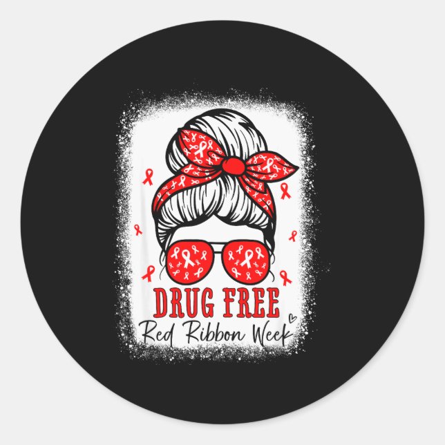 Sticker Rond Red Ribbon Week Awareness Coquette Drug Anti-drug  (Devant)