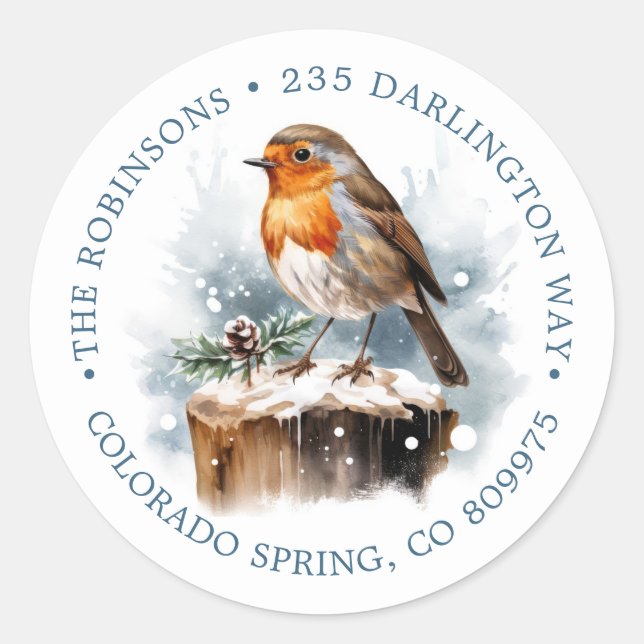Sticker Rond Red Robin Pine Cone Christmas Retourner l'adresse  (Devant)