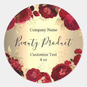 Sticker Rond Red Roses Floral Thème Cosmétique Beauté Spa Perso