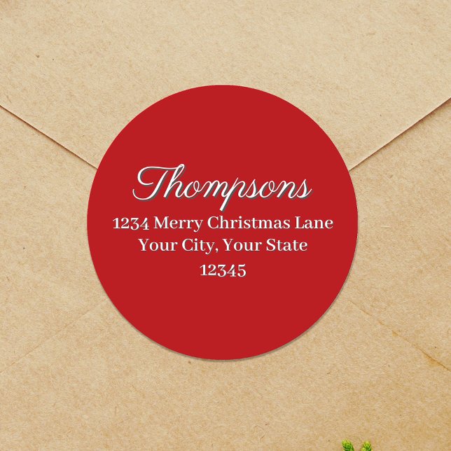 Sticker Rond Red Simple Return Address Label (Simple red return address label)