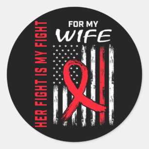 Sticker Rond Red Son combat est mon combat femme Maladie cardia