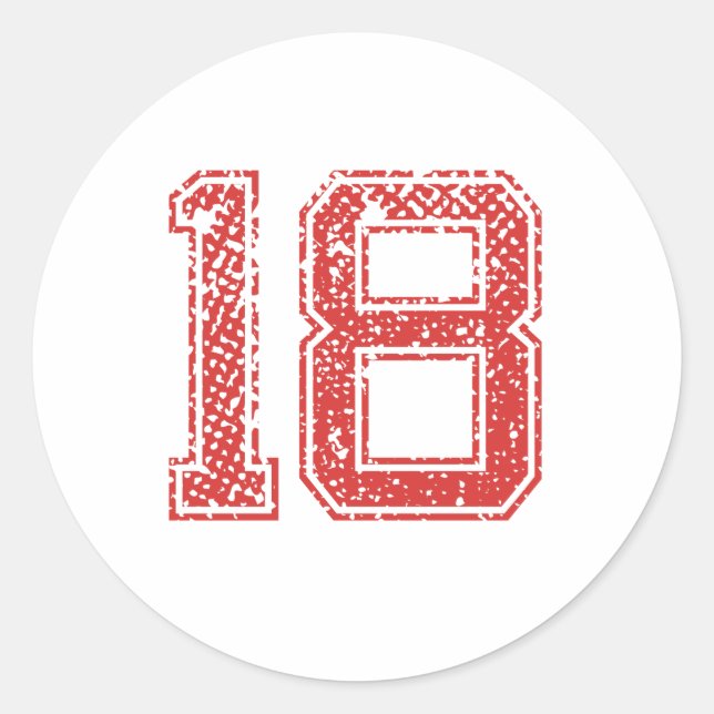 Sticker Rond Red Sports Jerzee Numéro 18 (Devant)