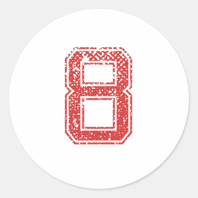 Sticker Rond Red Sports Jerzee Numéro 8 (Devant)