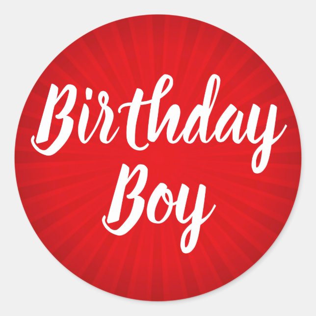 Sticker Rond Red Sunburst fête d'anniversaire (Devant)