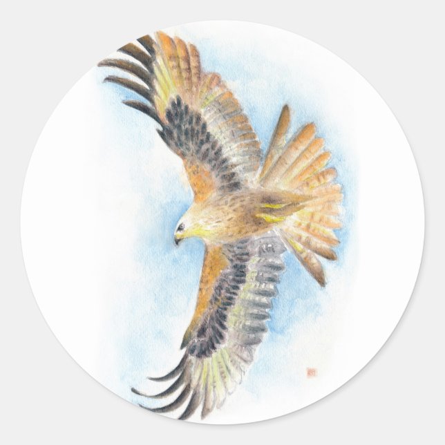 Sticker Rond Red Tail Hawk Art (Devant)
