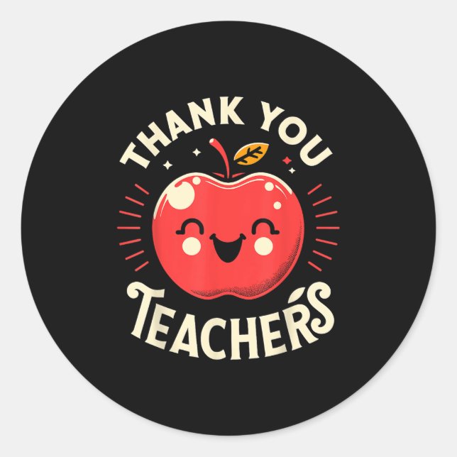 Sticker Rond Red Thank You Teachers Motivational Appreciation F (Devant)