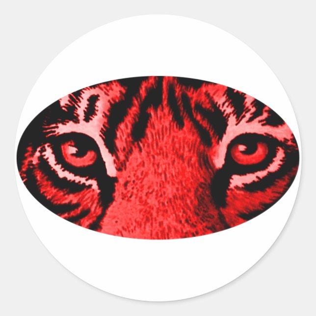 Sticker Rond Red Tiger Yeux Le MUSÉE Zazzle Cadeaux (Devant)