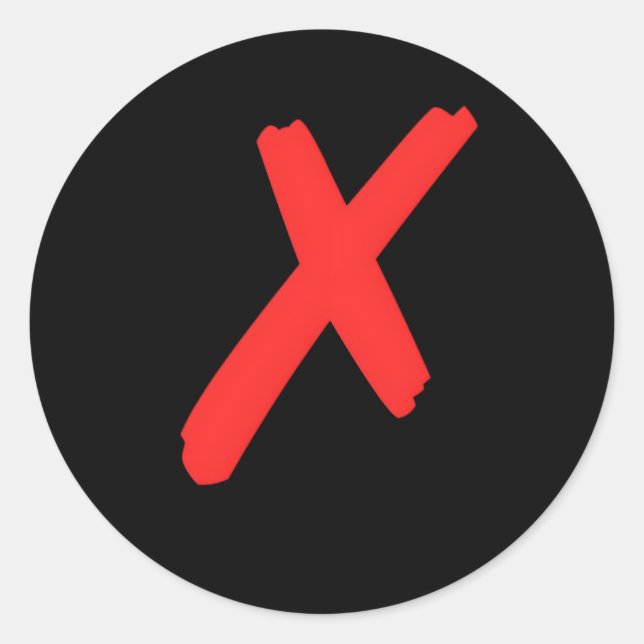 Sticker Rond Red X X'A Traversé Avec Big Red X (Devant)