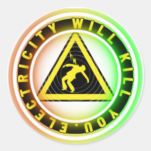 Sticker Rond reddy kilowatt électricité vous tuera