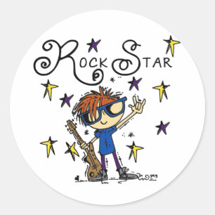 Sticker Rond Redhead Boy Rock Star