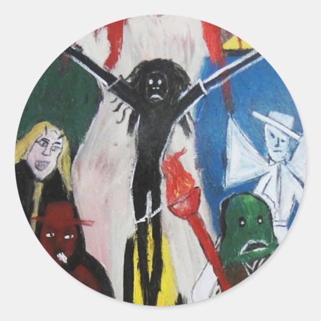 STICKER ROND REDOUTÉ COMME JÉSUS CHEVELU ROUX (Devant)