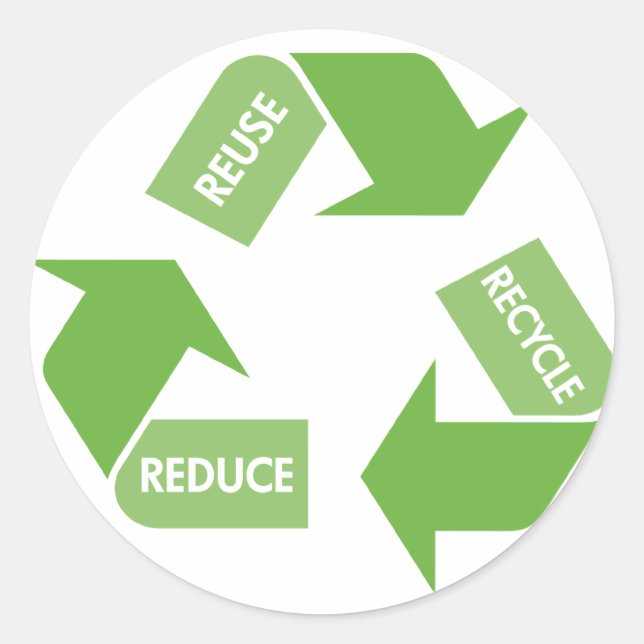 Sticker Rond Réduction de la réutilisation du recyclage vert (Devant)