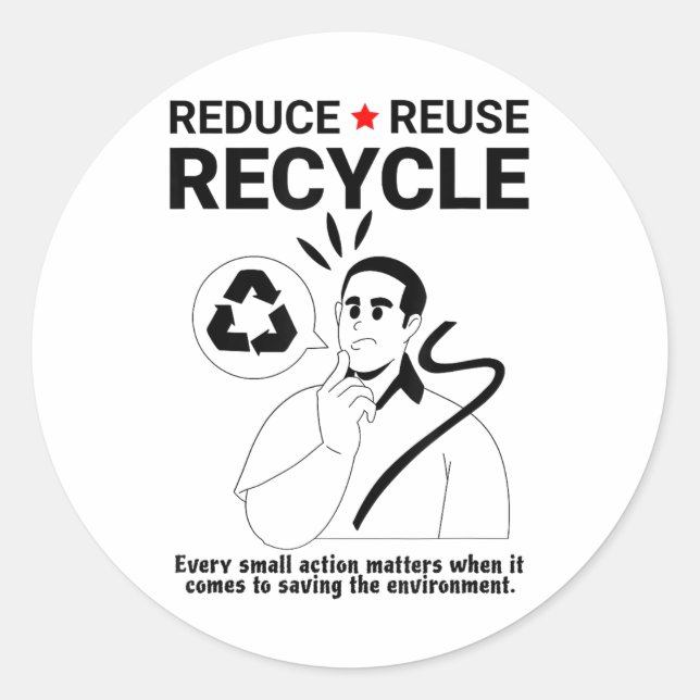 Sticker Rond Réduction, réutilisation, recyclage _ Protection D (Devant)