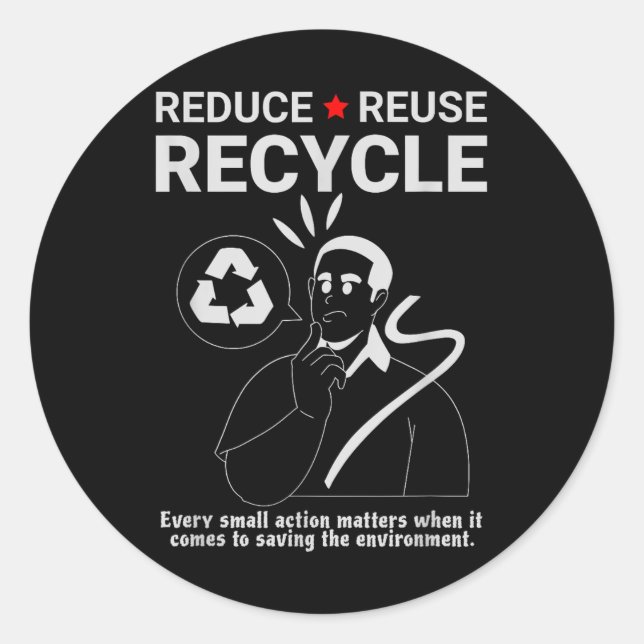 Sticker Rond Réduction, réutilisation, recyclage _ Protection D (Devant)