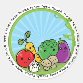 Sticker Rond Réduire la réutilisation des Légumes de recyclage