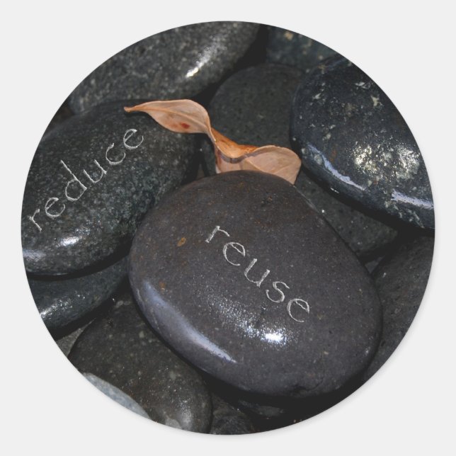 Sticker Rond réduire la réutilisation des roches recyle (Devant)