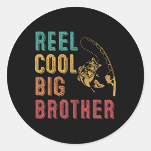 Sticker Rond Reel Cool Big Brother Funny Matching Famille Pêche
