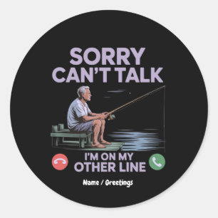 Sticker Rond Reel Cool Funny Papa Pêche Perfect Cadeau