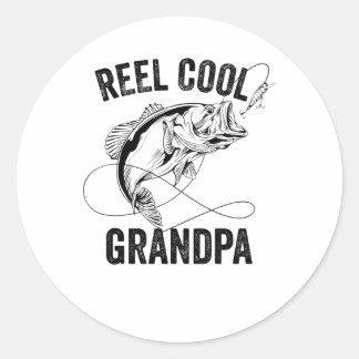 Sticker Rond Reel Cool Grand-pa Retro Fête des pères Cadeau de