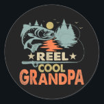 Sticker Rond Reel Cool Grandpa Fishing Lover Vintage Father's<br><div class="desc">Reel Cool Grandpa Fishing Lover Vintage Father's Day Gift. Perfect gift for your dad,  mom,  papa,  men,  women,  friend and family members on Thanksgiving Day,  Christmas Day,  Mothers Day,  Fathers Day,  4th of July,  1776 Independent day,  Veterans Day,  Halloween Day,  Patrick's Day</div>