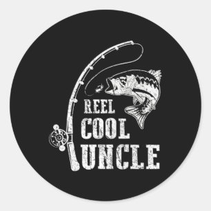 Sticker Rond Reel Cool oncle Pêche papa Fête des pères