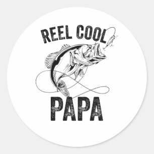 Sticker Rond Reel Cool Papa Fête des pères Pêche Cadeau Pêcheur