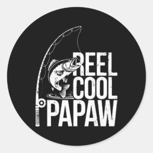 Sticker Rond Reel Cool Papaw Chemise Hommes Papa Pères Pêcheurs