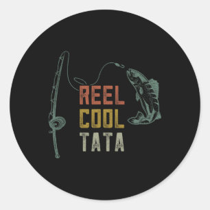 Sticker Rond Reel Cool S Sein Pêche Chemises Papa Drôle Papa Fa