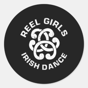Sticker Rond Reel Girls Danse Irlandaise Danseuse Drôle Irlanda