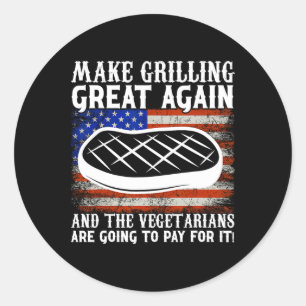 Sticker Rond Refaire Griller Grande Encore États-Unis Trump BBQ