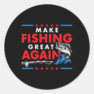 Sticker Rond Refaire la pêche grande à nouveau Drôle de pêcheur