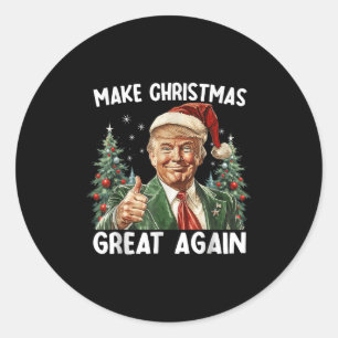 Sticker Rond Refaire Noël Grande Encore Drôle Santa Trump 2025