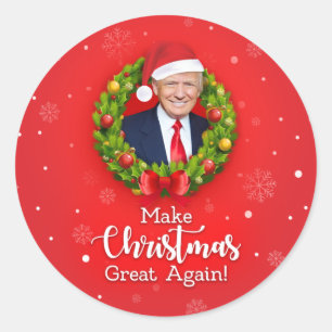 Sticker Rond Refaire Noël plus grand Trump MAGA cadeau drôle